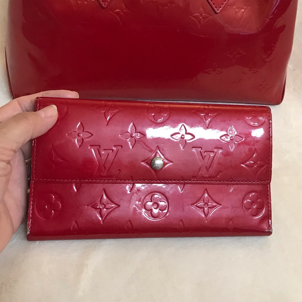 Louis Vuitton monogram vernis red wallet